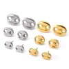 Wholesale 18K Real Gold Plated 304 Stainless Steel PVD Coated Stone-Free Oval Waterproof Non Tarnish Simple Style Ear Studs For Women'S