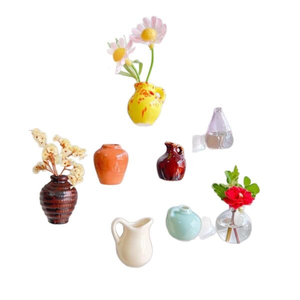 Wholesale Cute refrigerator sticker double door Internet-famous ins resin magnet mini vase three-dimensional set of personalized creative decoration