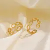 Wholesale PVD Coated 18K Gold Plated Oval 304 Stainless Steel Simple Style Waterproof Non Tarnish Open Rings