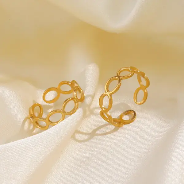 Wholesale PVD Coated 18K Gold Plated Oval 304 Stainless Steel Simple Style Waterproof Non Tarnish Open Rings