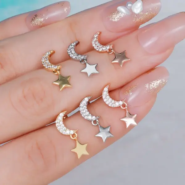 Wholesale Fashion Star Brass Plating Zircon Ear Studs 1 Piece