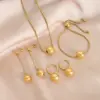 Wholesale 304 Stainless Steel Geometric PVD Coated 18K Gold Plated Real Gold Plated IG Style Simple Style Waterproof Non Tarnish Plating Gold Bracelets Earrings Necklace