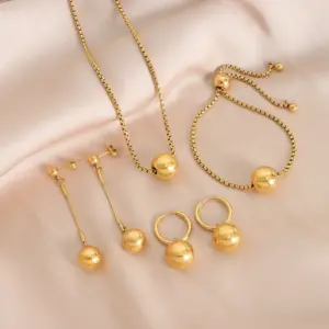 Wholesale 304 Stainless Steel Geometric PVD Coated 18K Gold Plated Real Gold Plated IG Style Simple Style Waterproof Non Tarnish Plating Gold Bracelets Earrings Necklace
