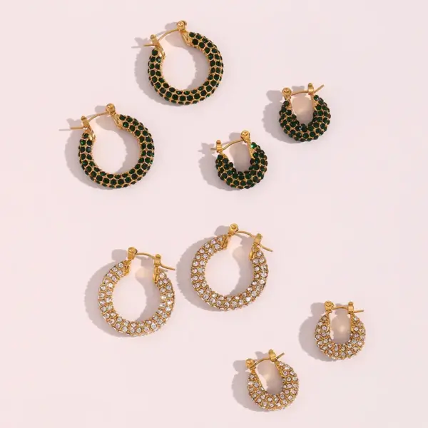 Wholesale PVD Coated Real Gold Plated 18K Gold Geometric 304 Stainless Steel Fashion Waterproof Non Tarnish Earrings