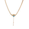 Wholesale titanium steel turquoise fan-shaped clavicle chain necklace stainless steel retro light temperament necklace