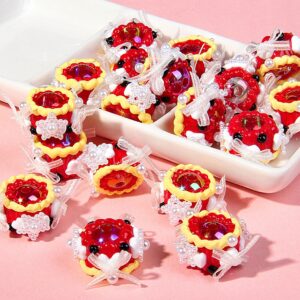 Red beads + red and yellow cream + stars + bow / One