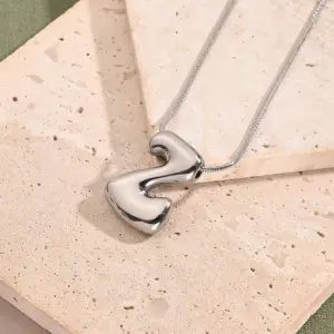Z Necklace (Steel Color) / Length: 450mm / 1 Strand/Package