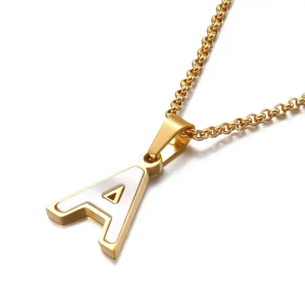 Wholesale PVD Coated 18K Gold Plated Letter Shell Titanium Steel Waterproof Non Tarnish Necklace