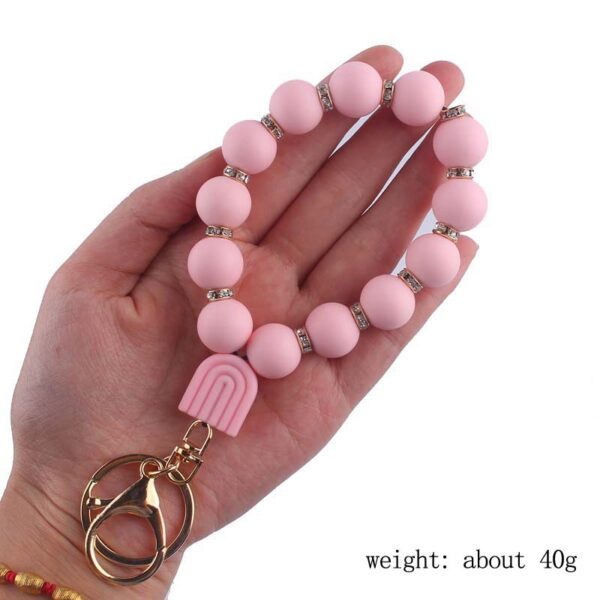 Wholesale New Cartoon silicone rainbow pendant creative DIY bright silicone beaded keychain key ring jewelry