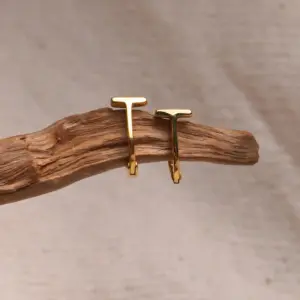 Gold T-shaped Earrings A-817