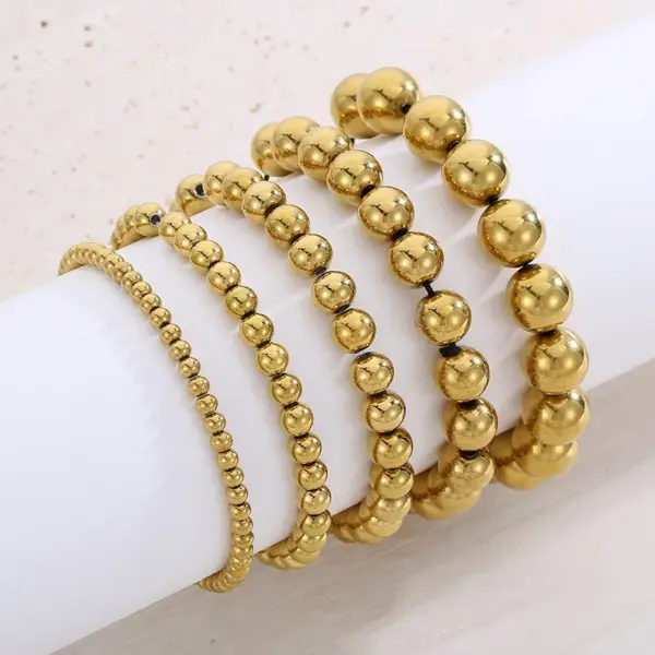 Wholesale PVD Coated 18K Gold Plated Geometric Stainless Steel Casual Simple Style Waterproof Non Tarnish Bracelets