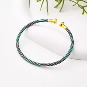 Adjustable Bracelet (Brown & Blue) / 3mm (Inner Diameter: 60x45mm) / 1 Strand/Package