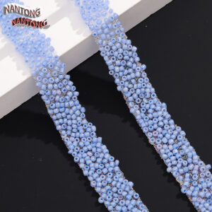 6 blue and purple rice beads / 1.5cm double-layer hot melt adhesive, colorful 3mm rice bead adhesive strip