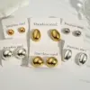 Electroplating Golden Plated Silver Plated Round Oval 304 Stainless Steel Casual Modern Style Simple Style Polishing Earrings