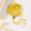 Wholesale beaded jewelry yellow crystal beads cross rosary necklace