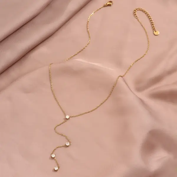 Wholesale PVD Coated Real Gold Plated 14K Round 304 Stainless Steel IG Style Elegant Simple Waterproof Non Tarnish Pendant Necklace