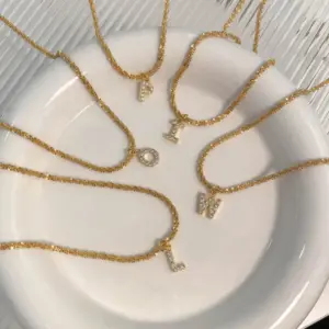 304 Stainless Steel Letter PVD Coated Zircon 18K Real Gold Plated Simple Style Inlay Pendant Necklace