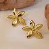 Wholesale 1 Pair Sweet Flower Plating 304 Stainless Steel Imitation Gold Electroplating Ear Studs