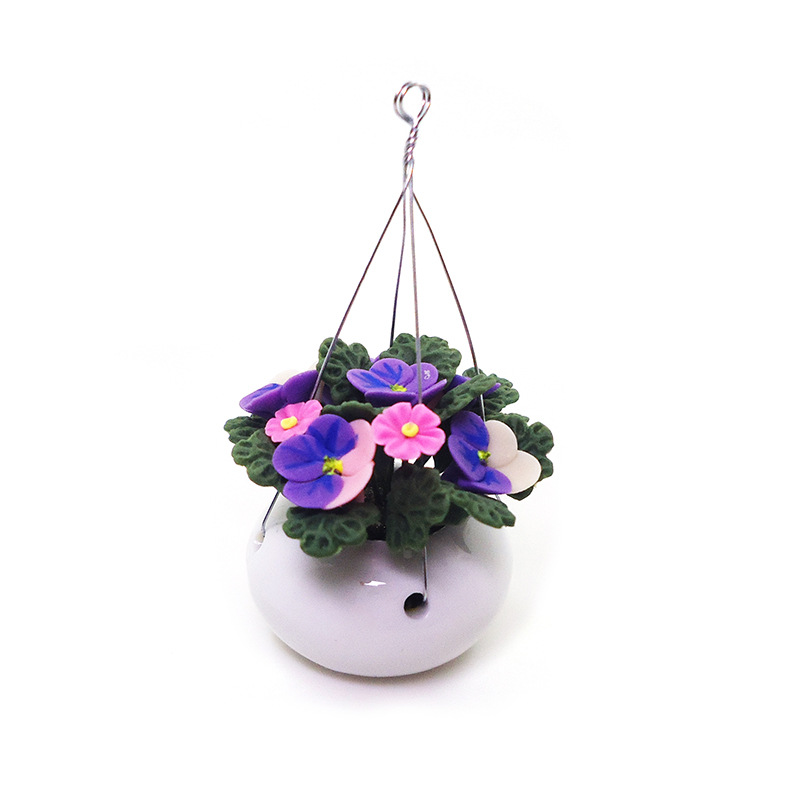 Wholesale 1:12 dollhouse dollhouse mini cket clay flower hanging t plant hanging t phalaenopsis model
