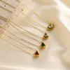 Wholesale 18K Gold Titanium Steel Colorfast Inlaid Zircon Necklace Hot Selling Simple High Sense Pink Diamond Love Heart Necklace