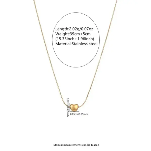 Ion Plating (IP) 18K Gold Plated Heart Shape 304 Stainless Steel Princess Classic Style Waterproof Non Tarnish 304 Stainless Steel Pendant Necklace