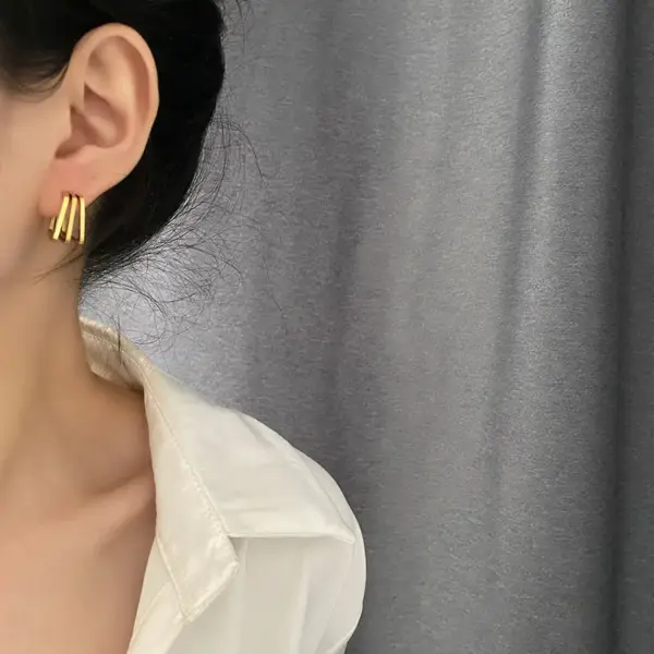 Vacuum Plating Real Gold Plated 18K Gold Gold Plating Silver Plated Geometric 304 Stainless Steel Simple Style Waterproof Non Tarnish Earrings