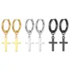 PVD Coated 18K Gold Real Gold Plated Cross 201 Stainless Steel Simple Style Waterproof Non Tarnish Dangling Earrings