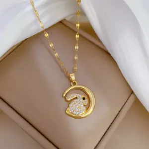 E329 Gold Titanium Steel Chain Copper Pendant