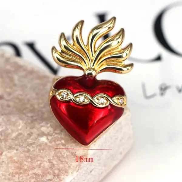 Wholesale Copper Inlay Heart Shape Wings Zircon Open Rings