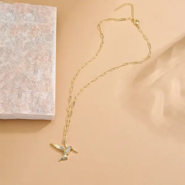 Wholesale Fashion Bird Copper Zircon Pendant Necklace In Bulk