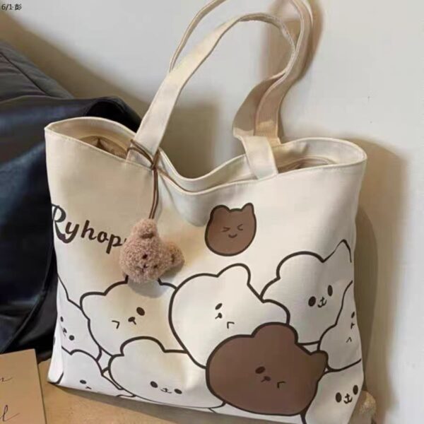 Wholesale Commuter Japanese Style Cartoon Ins Single Shoulder Large Capacity Student Bag Tote All-match Student Class Canvas Tote Bag