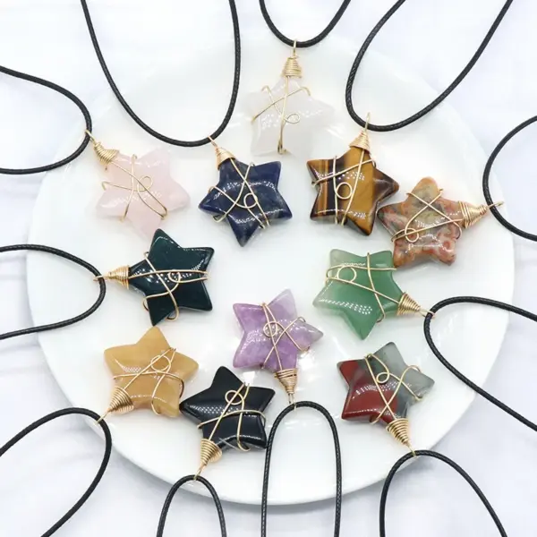 Wholesale Retro Pentagram Natural Stone Jewelry Accessories 1 Piece