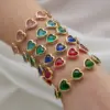 Wholesale 304 Stainless Steel Heart Glass Stone Zircon Earrings Heart Multicolor Vacuum Plating Chain Necklace Bracelet