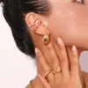 Wholesale 304 Stainless Steel Water Droplets PVD Coated Artificial Diamond 18K Real Gold Plated 18K Gold Waterproof Non Tarnish Plating Inlay Ear Studs