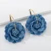 Wholesale 1 Pair Exaggerated Romantic Flower Pearl Three-dimensional Alloy Cloth Drop Earrings Earrings