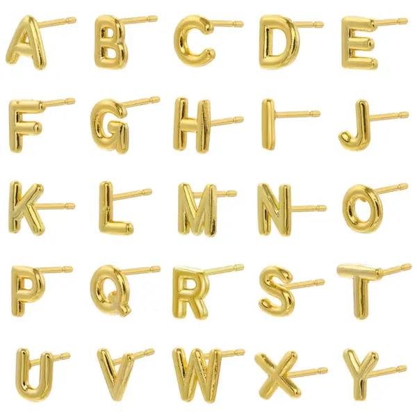 304 Stainless Steel Letter Electroplating Golden Plated Classical Vintage Style Simple Style Ear Studs