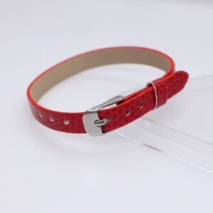 Square steel buckle 8mm snake pattern wristband-big red