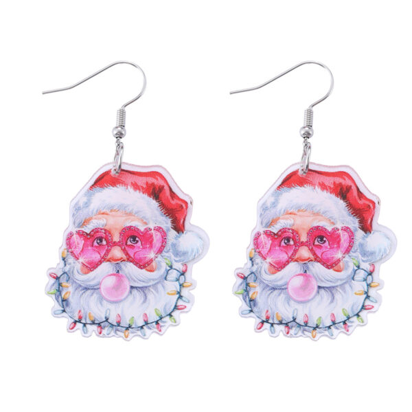 Wholesale Christmas heart-shaped sunglasses, quirky leopard print pendant earrings, Y2K acrylic earrings