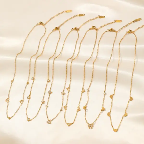 PVD Coated Heart Shape 304 Stainless Steel Simple Style Shiny Waterproof Non Tarnish 304 Stainless Steel Pendant Necklace