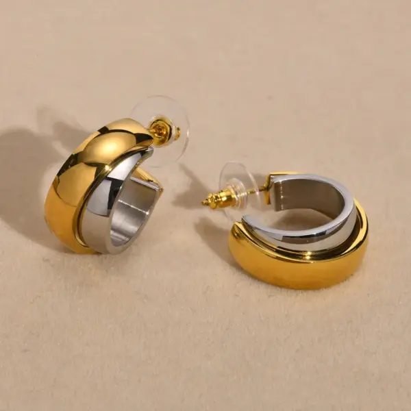 Wholesale PVD Coated Gold Plated Color Block 304 Stainless Steel Simple Style Waterproof Non Tarnish 304 Stainless Steel Earrings