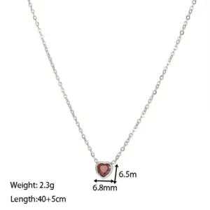 Wholesale PVD Coated 18K Gold Platinum Real Gold Plated Heart Shape 304 Stainless Steel Fashion Waterproof Non Tarnish 304 Stainless Steel Pendant Necklace