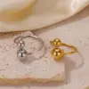 Wholesale PVD Coated Real Gold Plated Solid Color 304 Stainless Steel Vacation Simple Style Waterproof Non Tarnish Open Rings