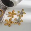 Wholesale Real Gold Plated 316 Stainless Steel PVD Coated Flower Waterproof Non Tarnish Casual Modern Style Commute Ear Studs For Women's