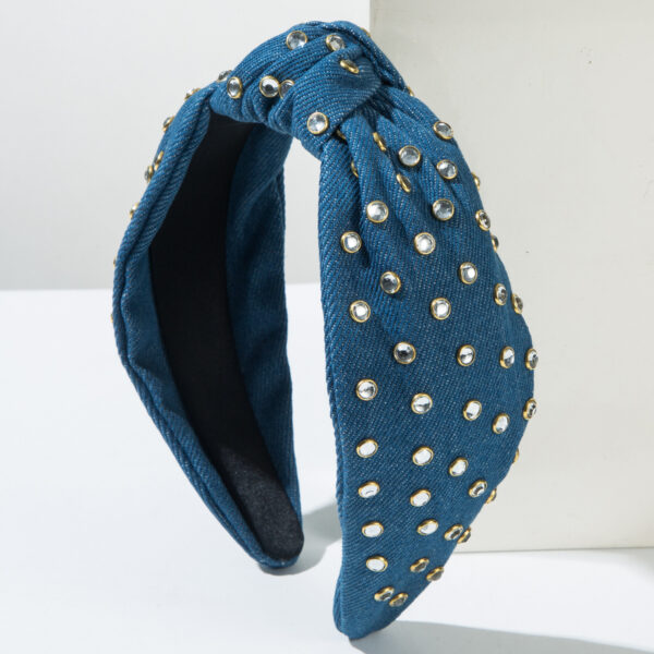oly-42f0c96e6aa59ef70f8270c9b2762799 Wholesale Korean-style Fashion Denim Fabric Knot High Cranial Top Headband Women's Simple Diamond-encrusted All-match Elegant Hair Accessories Hair Clips