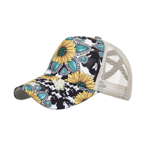Wholesale Cross Border Hat Gem Sunflower Printed Cross Baseball Cap Cap Casual Sun Protection Sun Hat B1147