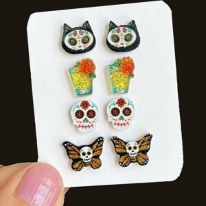 Wholesale Day of the Dead skull costume with shiny earrings