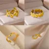 PVD Coated Real Gold Plated Flower 304 Stainless Steel Vintage Style Simple Style Waterproof Non Tarnish Rings