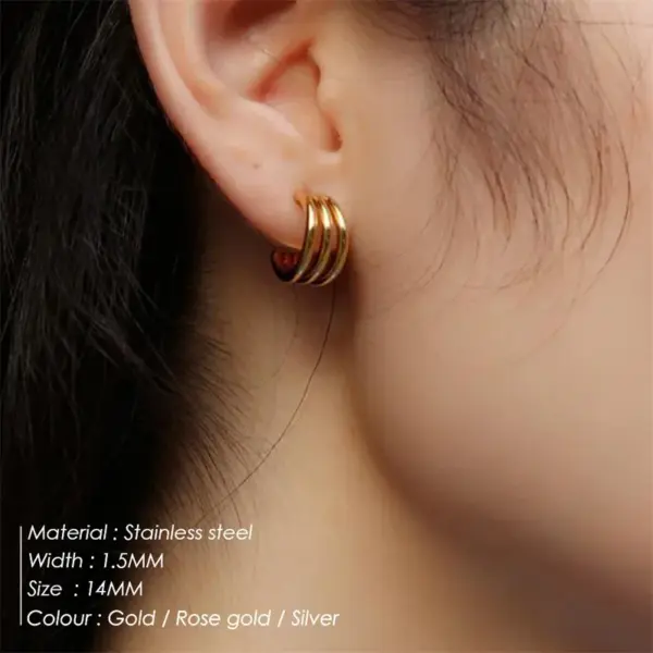oly-42fabdcb7019974c92e80856609a065c Wholesale PVD Coated 14K Gold Real Gold Plated Geometric 304 Stainless Steel Fashion Waterproof Non Tarnish Earrings