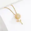 Wholesale Simple Style Flower Copper Zircon Pendant Necklace In Bulk