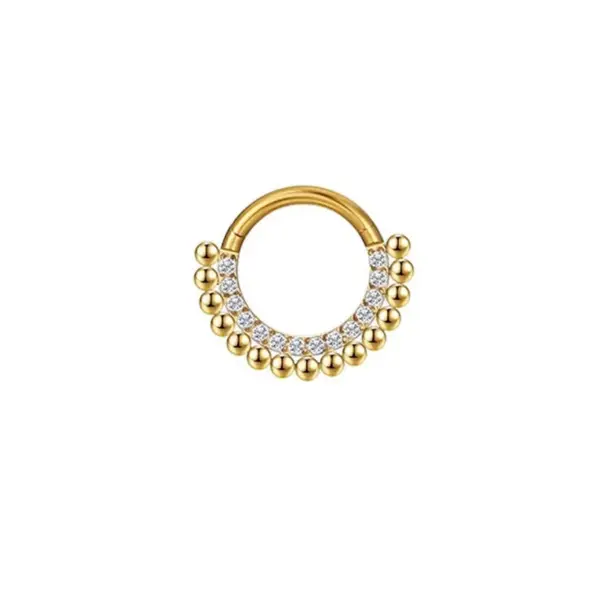 Wholesale 1 Piece Nose Rings & Studs Princess Sexy Pastoral Round Pure Titanium Plating Inlay Zircon White Gold Plated Gold Plated Nose Rings & Studs Nose Pin